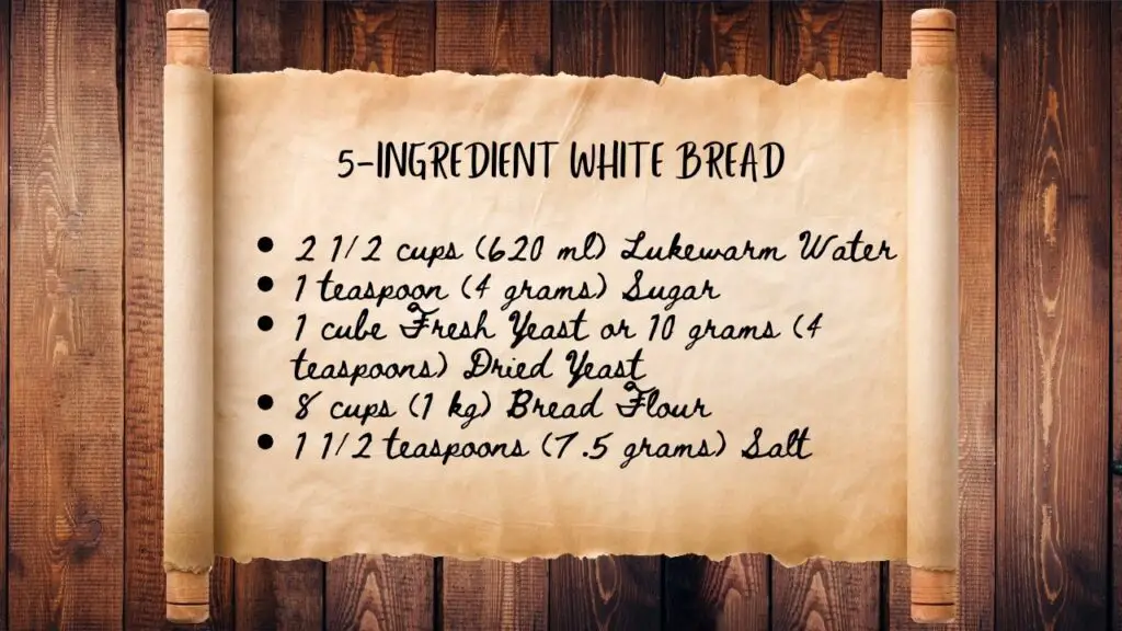 5-Ingredient White Bread Recipe Ingredients