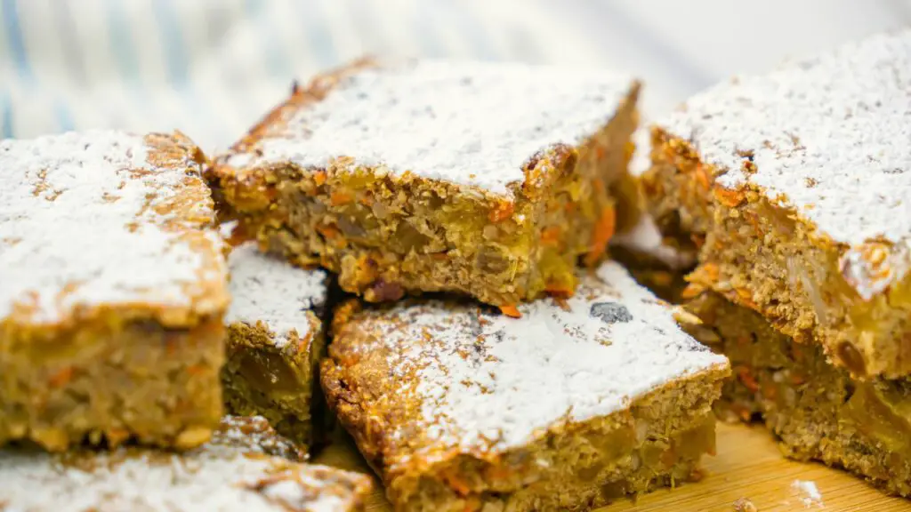 slices of healthy homemade carrot cake