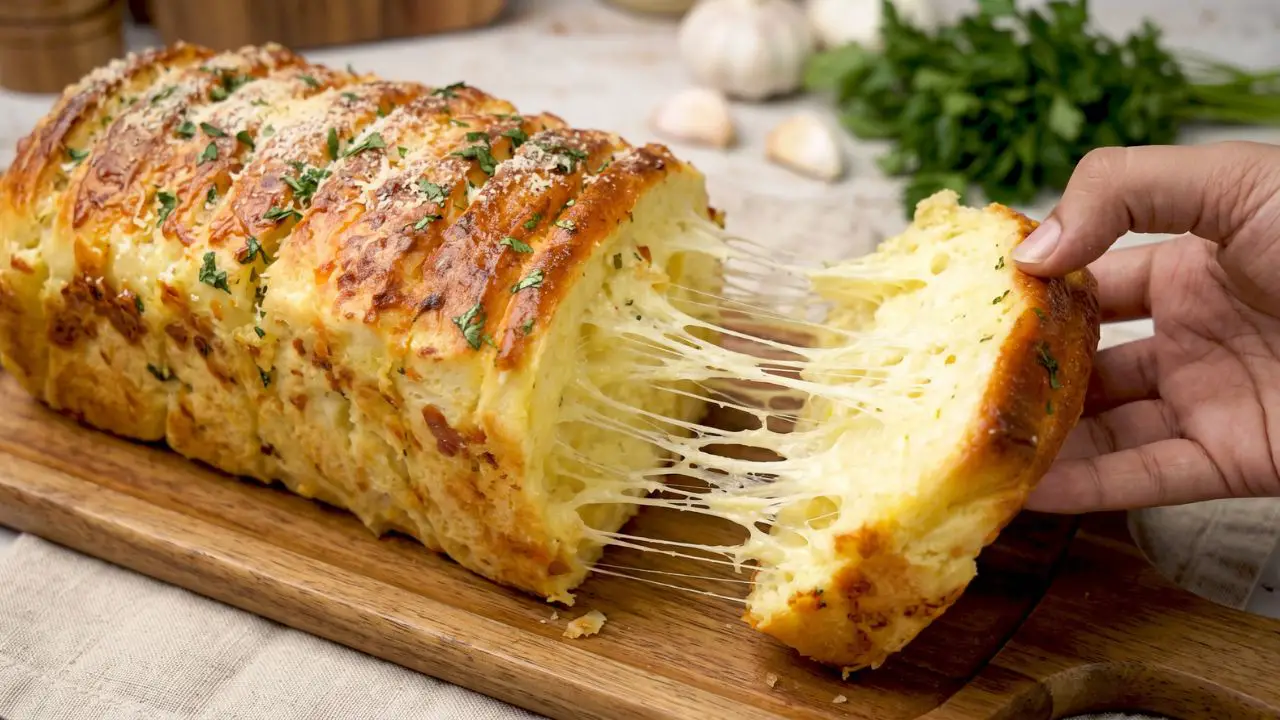 Easy homemade cheesy garlic bread from scratch
