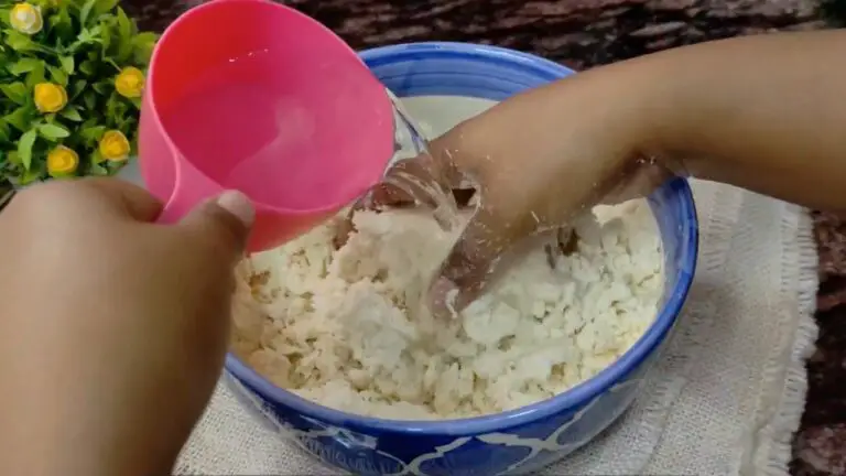 Hand mixing and adding of water