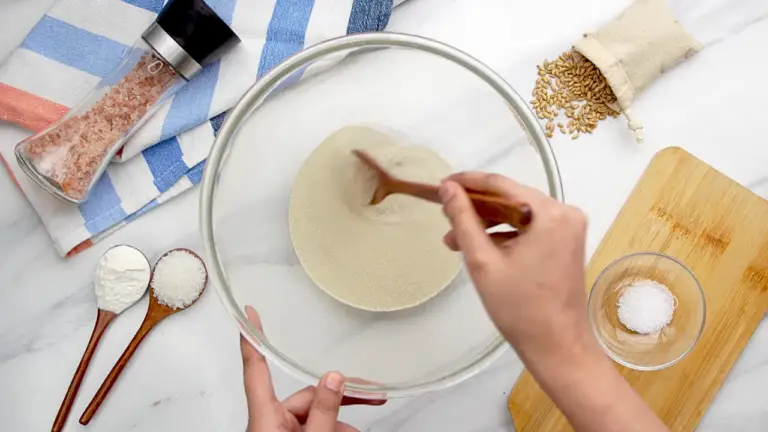 activating the yeast in a mixing bowl