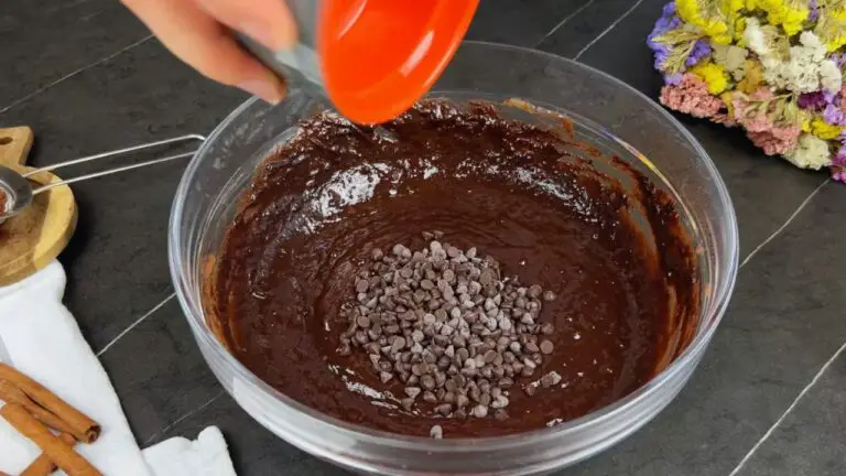 adding semi-sweet dark chocolate chips to the batter