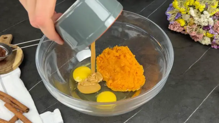 mixing the wet ingredients 