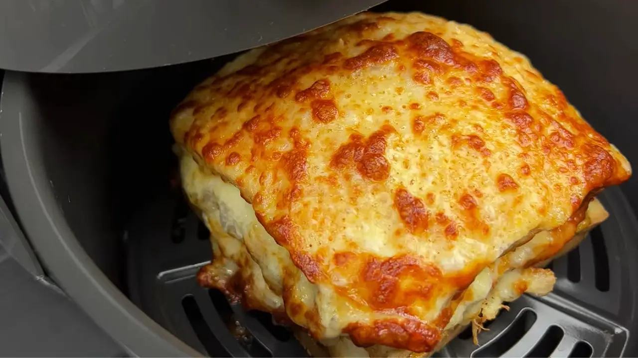 air fryer grilled cheese with leftover chicken