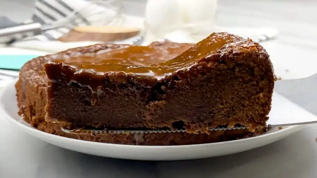 showing how moist this flourless chocolate cake