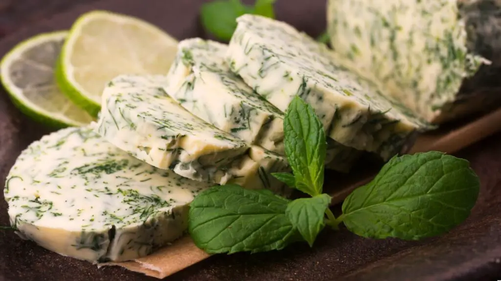 adding herbs to butter