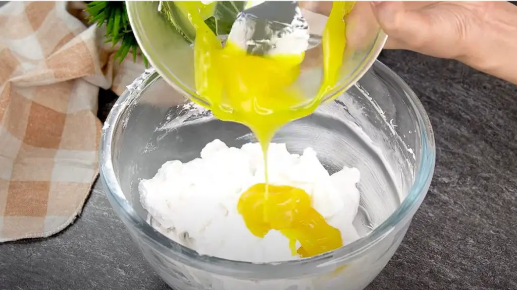 combining lemon base and cream