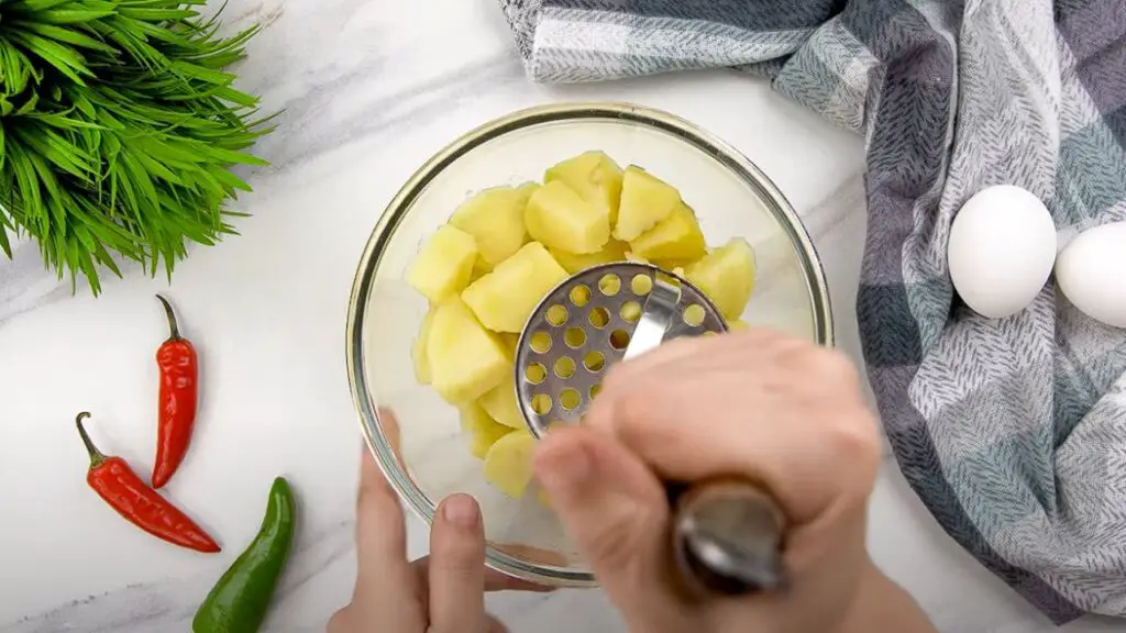 mashing of potatoes