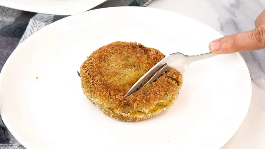 slicing of tuna potato patties