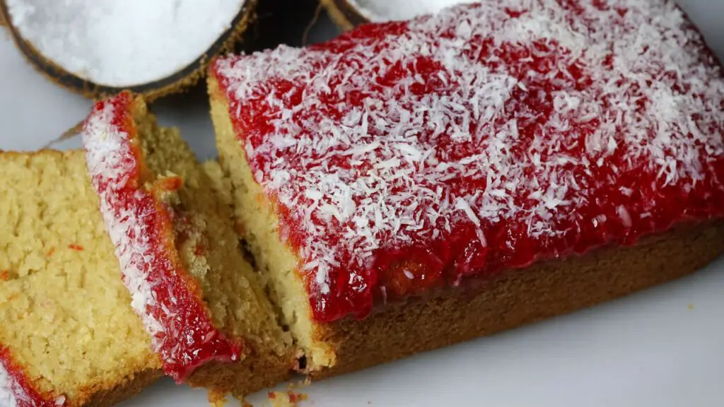 coconut loaf cake with jam