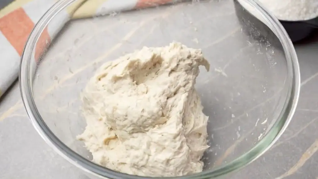 making of crusty bread dough