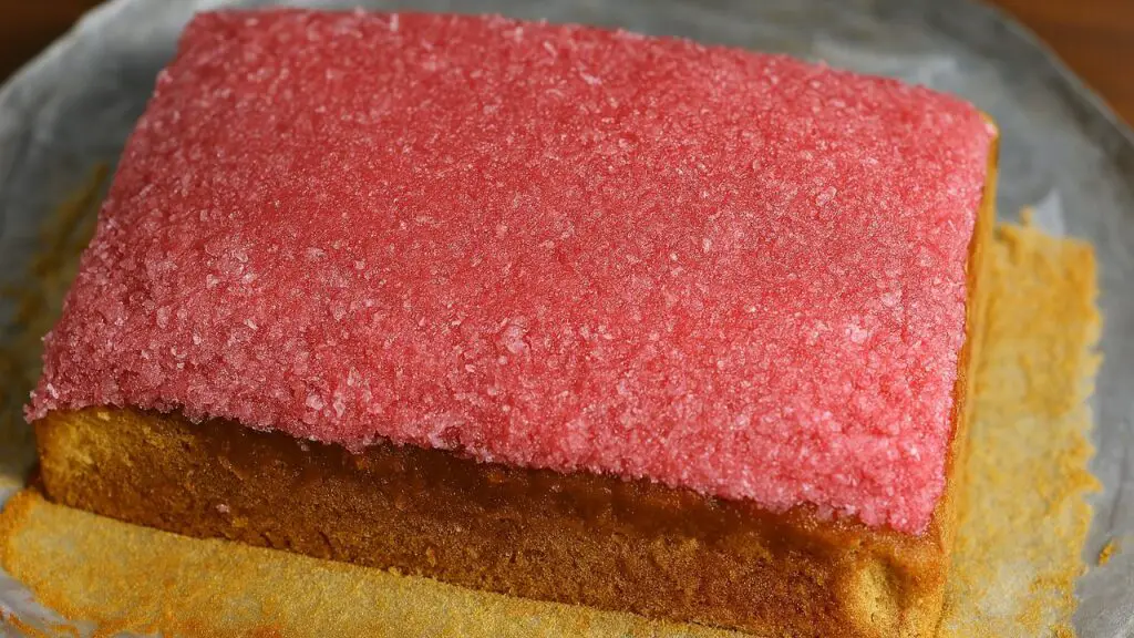 sponge cake with coconut jam topping