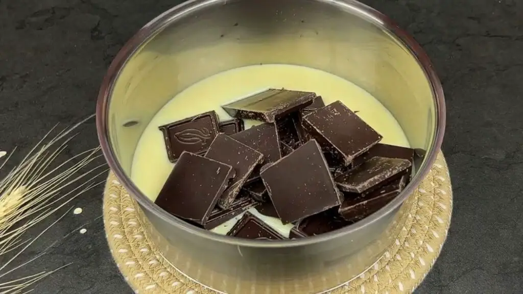 making of chocolate filling for Chocolate oat bars