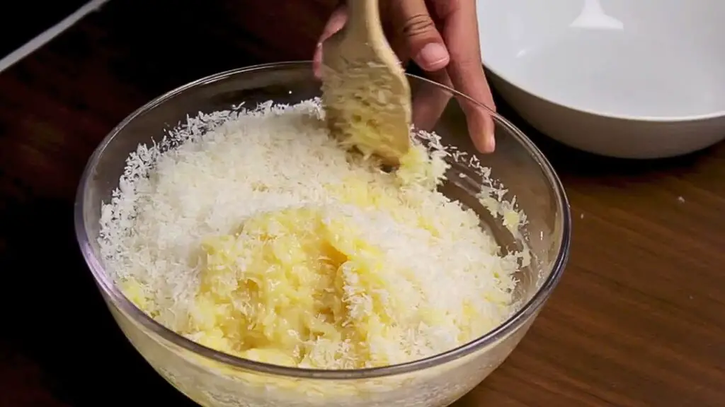making the Homemade coconut cake batter