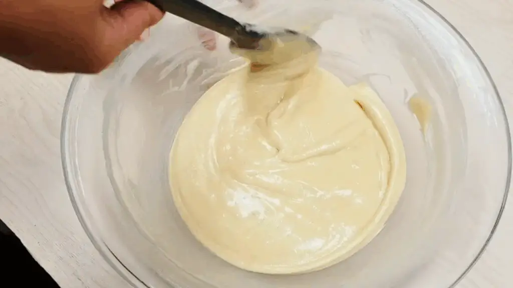 making the apple cinnamon cake batter