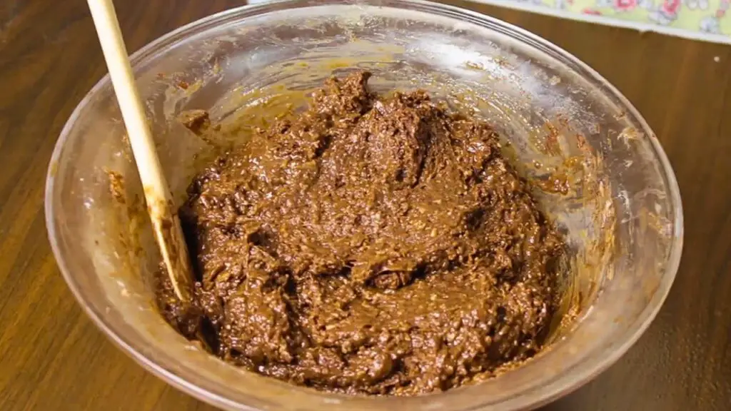 making the moist chocolate coconut cake batter
