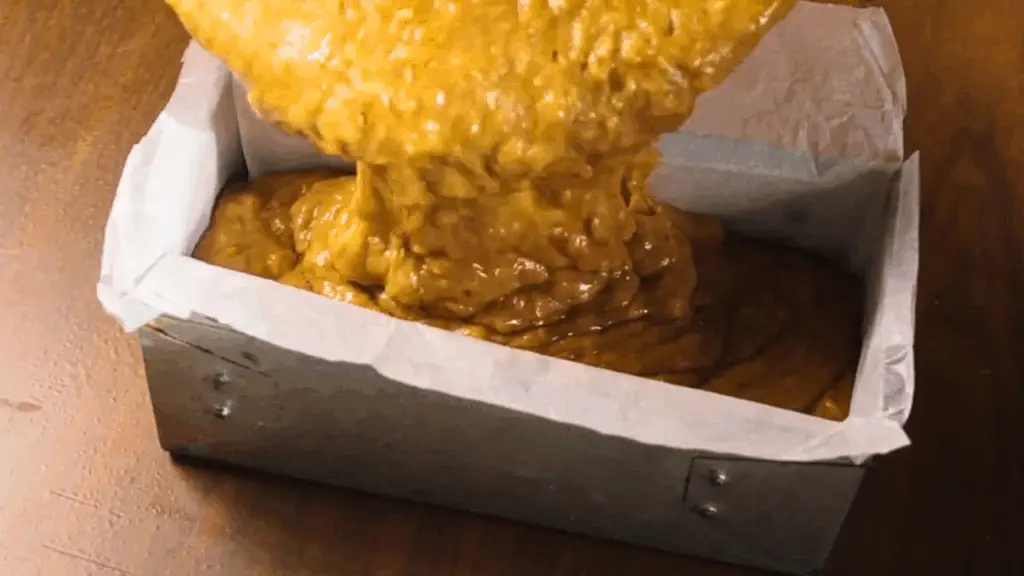 pouring the batter into pan