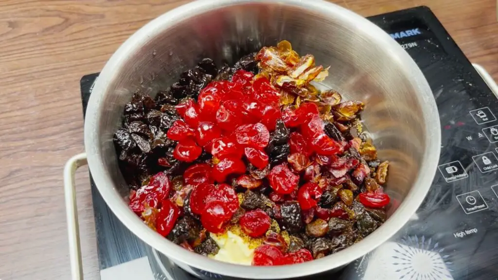softening the fruit for easy fruit cake recipe