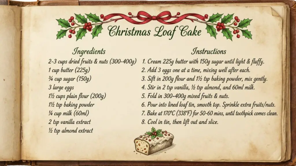 Ingredients for Christmas Loaf Cake