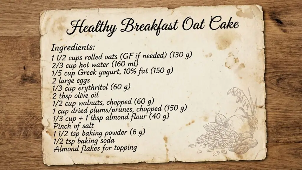 ingredients for a healthy breakfast oat cake recipe