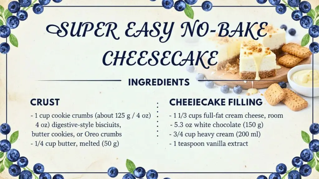 ingredients to make cheesecake