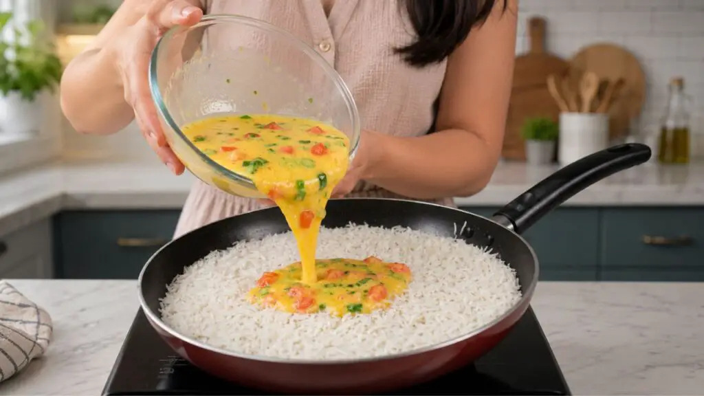 fried rice with eggs and vegetables