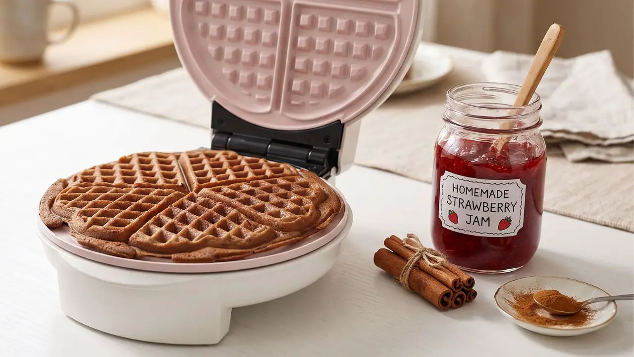 red lentil waffles that are crispy and sweet