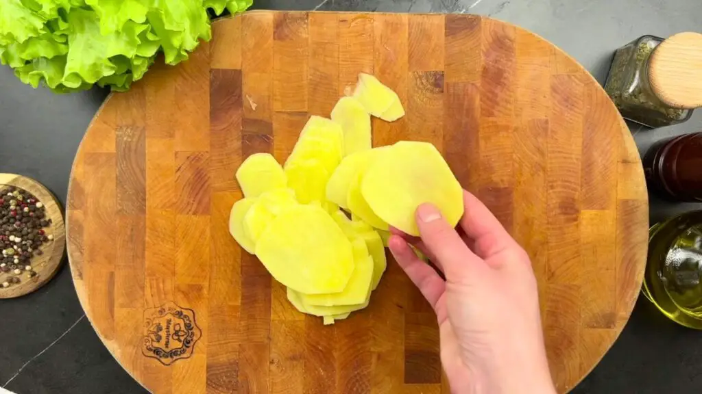 Evenly sliced potatoes for Air Fryer Sliced Potatoes.