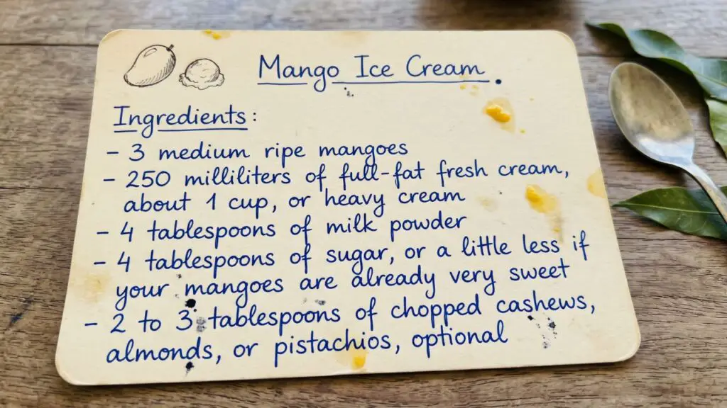 Mango Ice Cream Ingredients