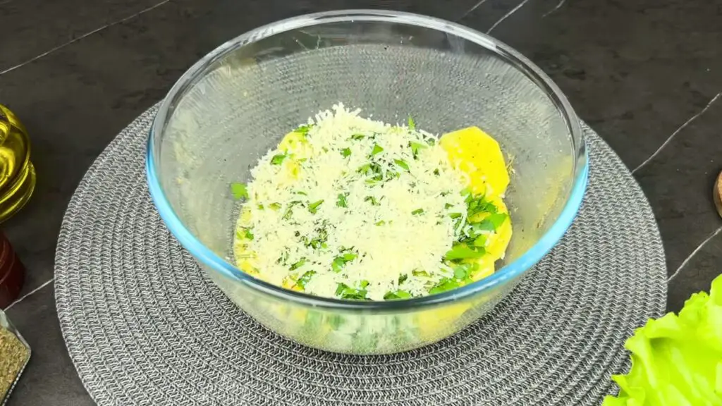Parmesan cheese for cheesy air fryer potatoes.