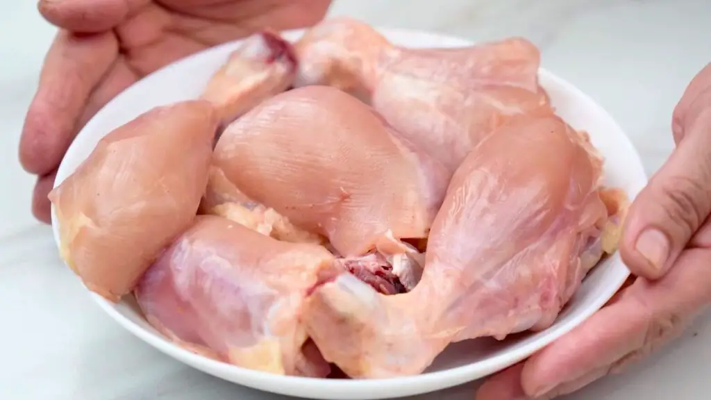 Skinless chicken pieces ready for air fryer fried chicken