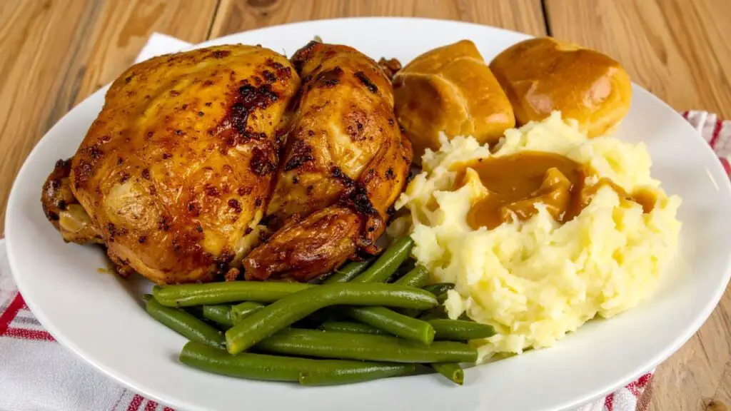 chicken dinner with mashed potatoes