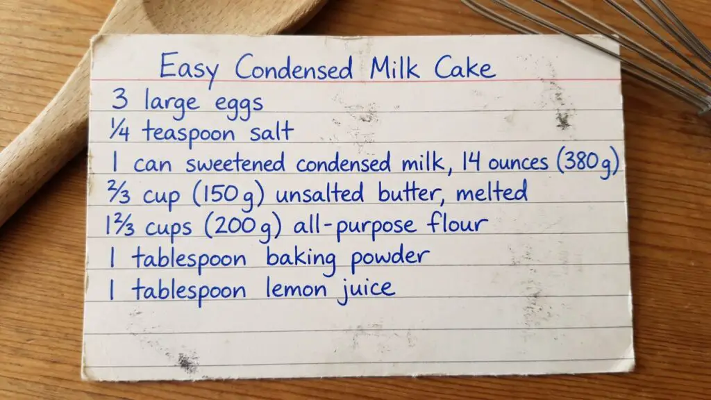 Easy Condensed Milk Cake ingredients