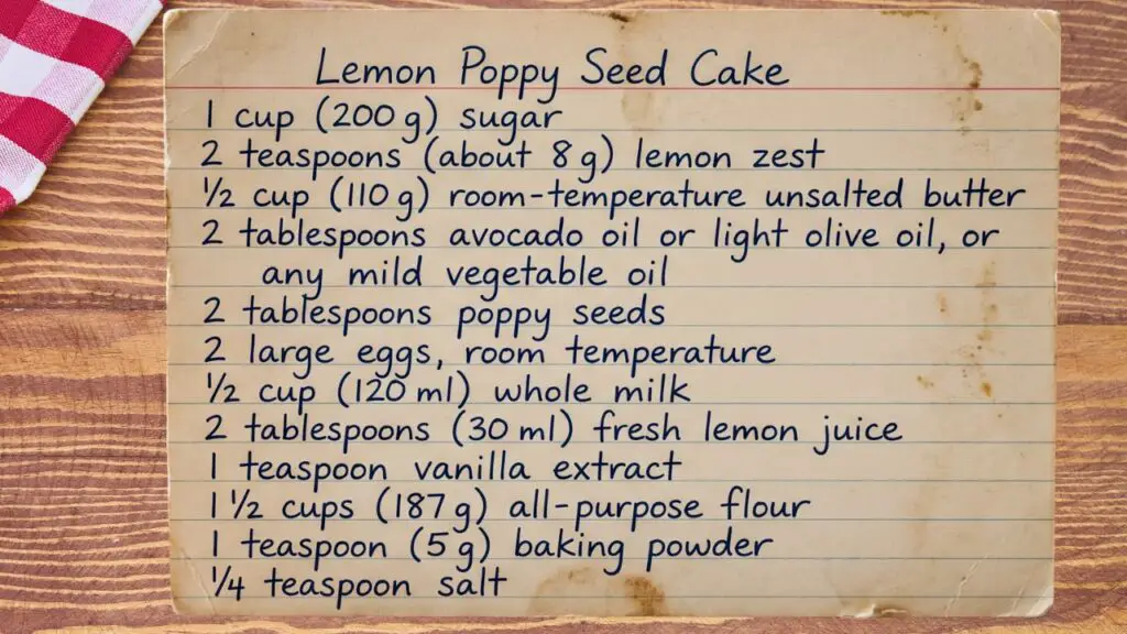 Lemon Poppy Seed Cake Ingredients