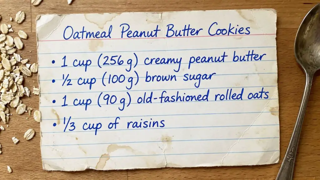 Oatmeal Peanut Butter Cookies Ingredients