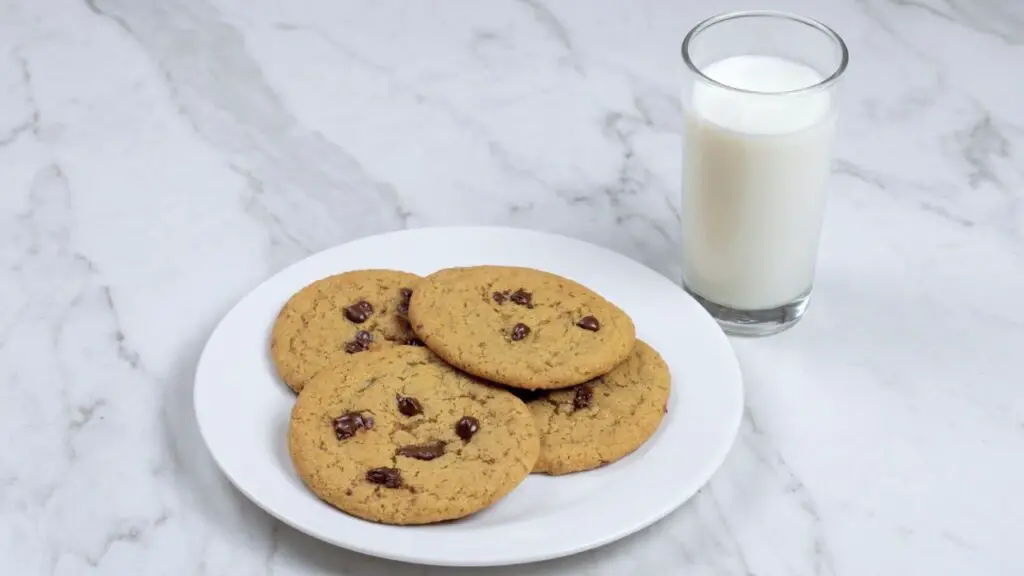 glass of milk and chocolate chip cookies