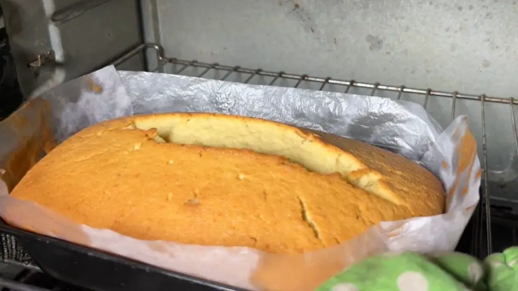 lemon loaf out of the oven