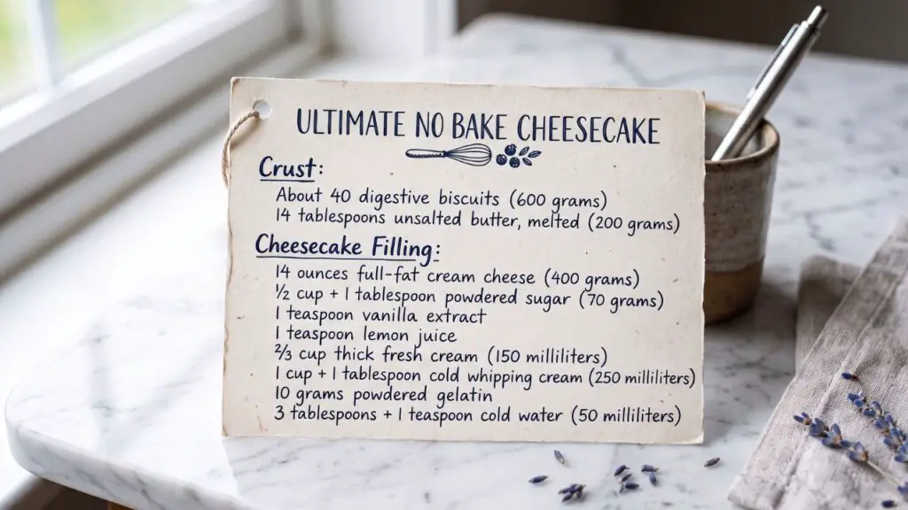 3 layered cheesecake ingredients