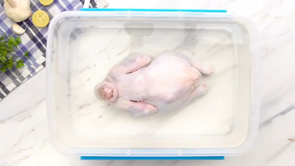Brining a whole chicken makes the meat juicy