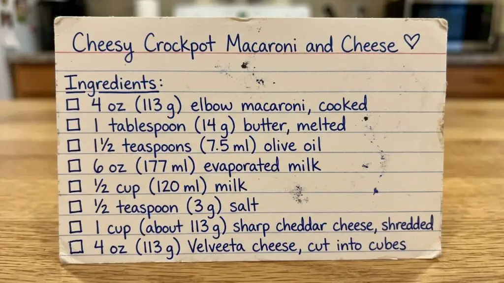 Crockpot macaroni and cheese ingredients