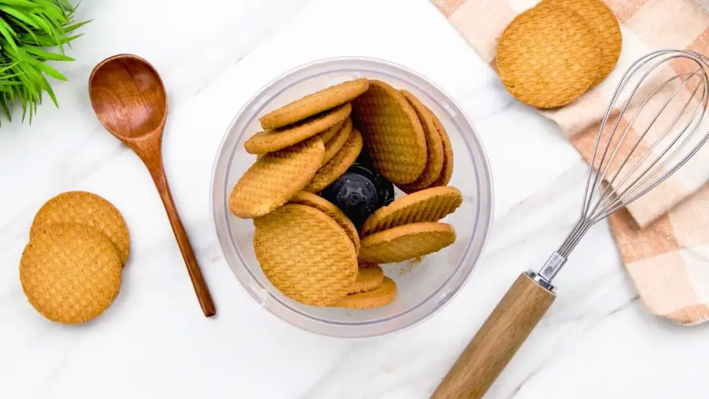 Digestive biscuits ready to be crushed into fine crumbs for the crust of a 3 layered cheesecake.