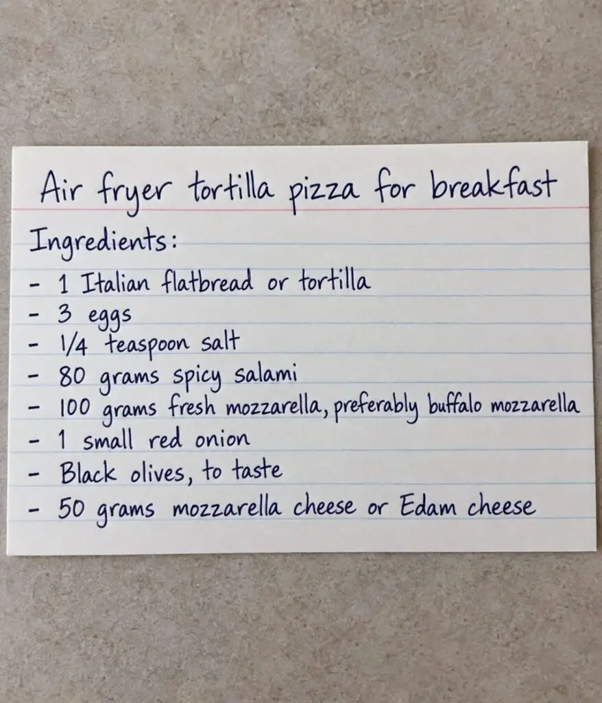Air fryer tortilla pizza ingredients