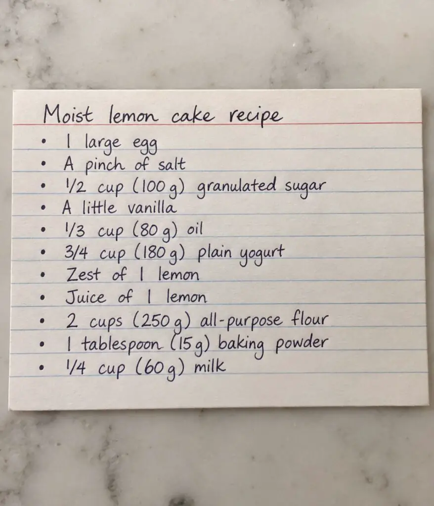 Easy lemon cake ingredients