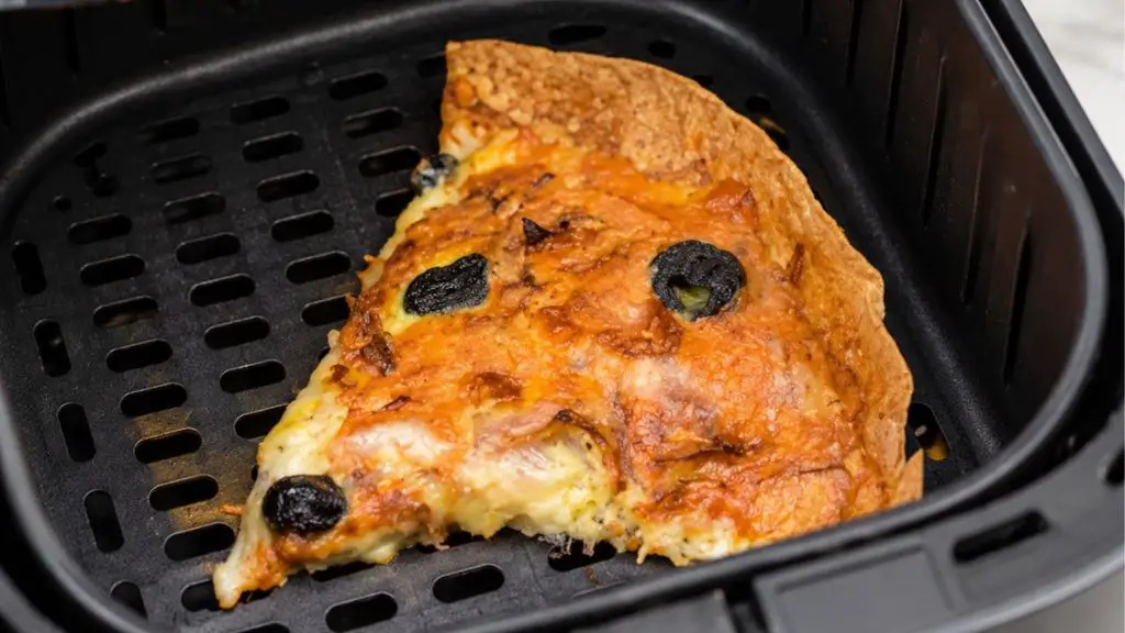 reheating slice of air fryer tortilla pizza