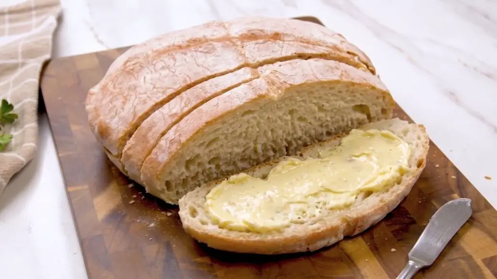 slice of homemade bread with butter
