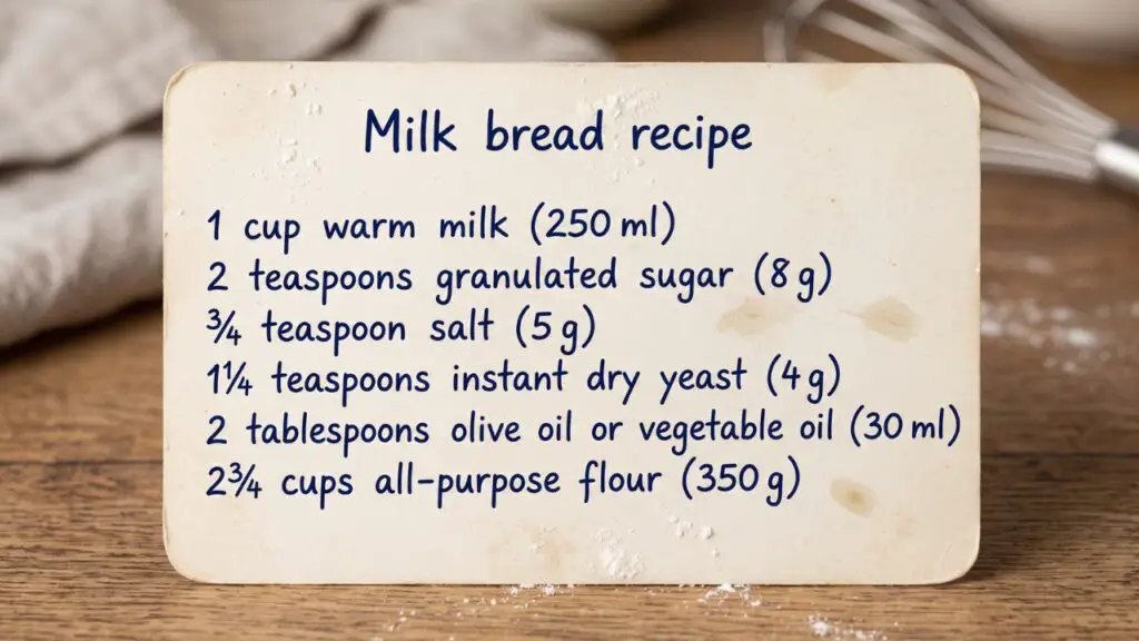 Easy milk bread ingredients