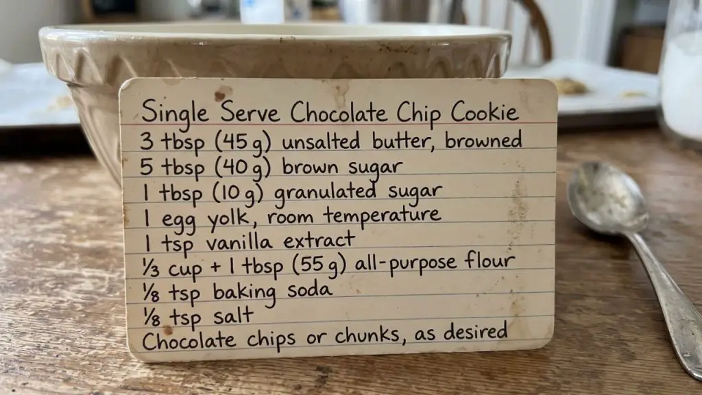 Single-Serve Chocolate Chip Cookie Ingredients