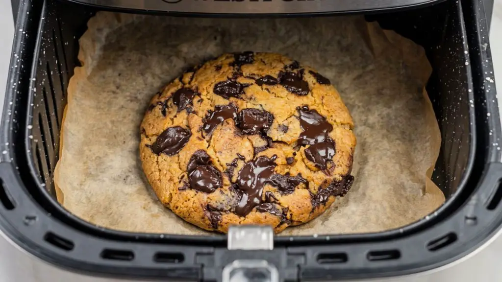 Single-serve air fryer chocolate chip cookie