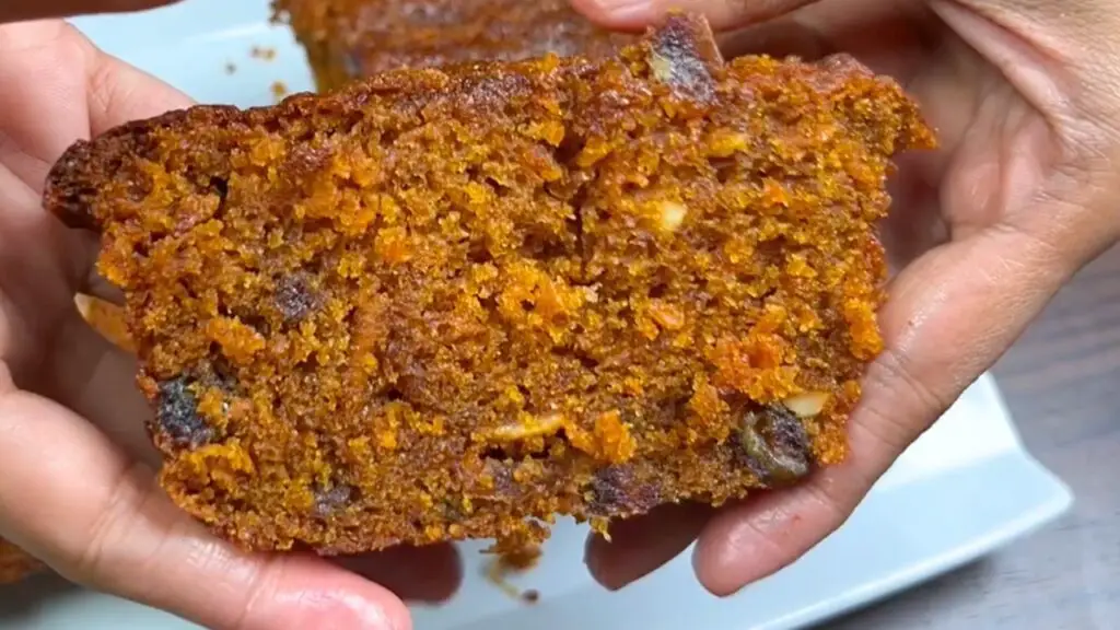 The cake is soft and moist inside