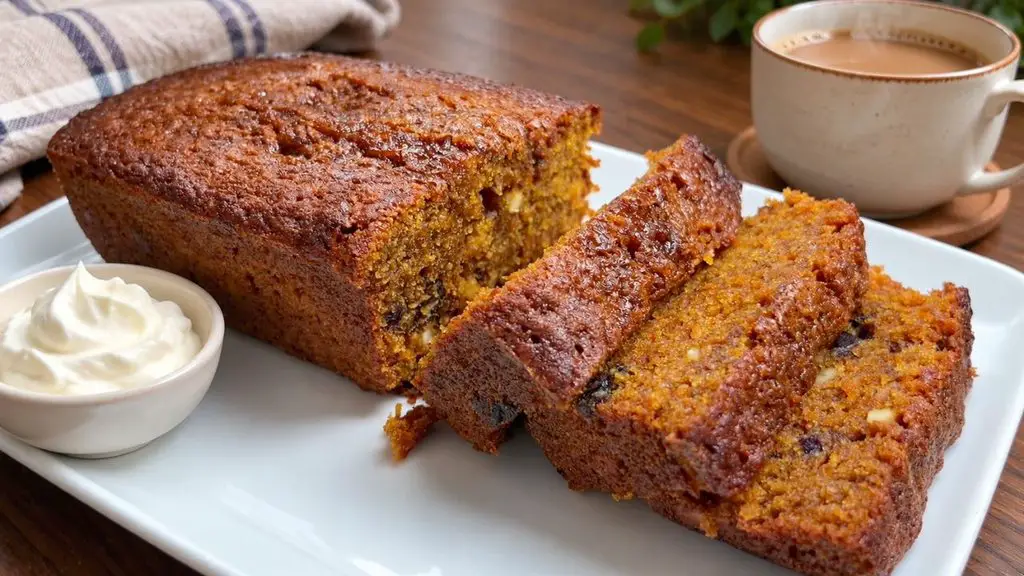 serving carrot and date cake with a cup of coffee